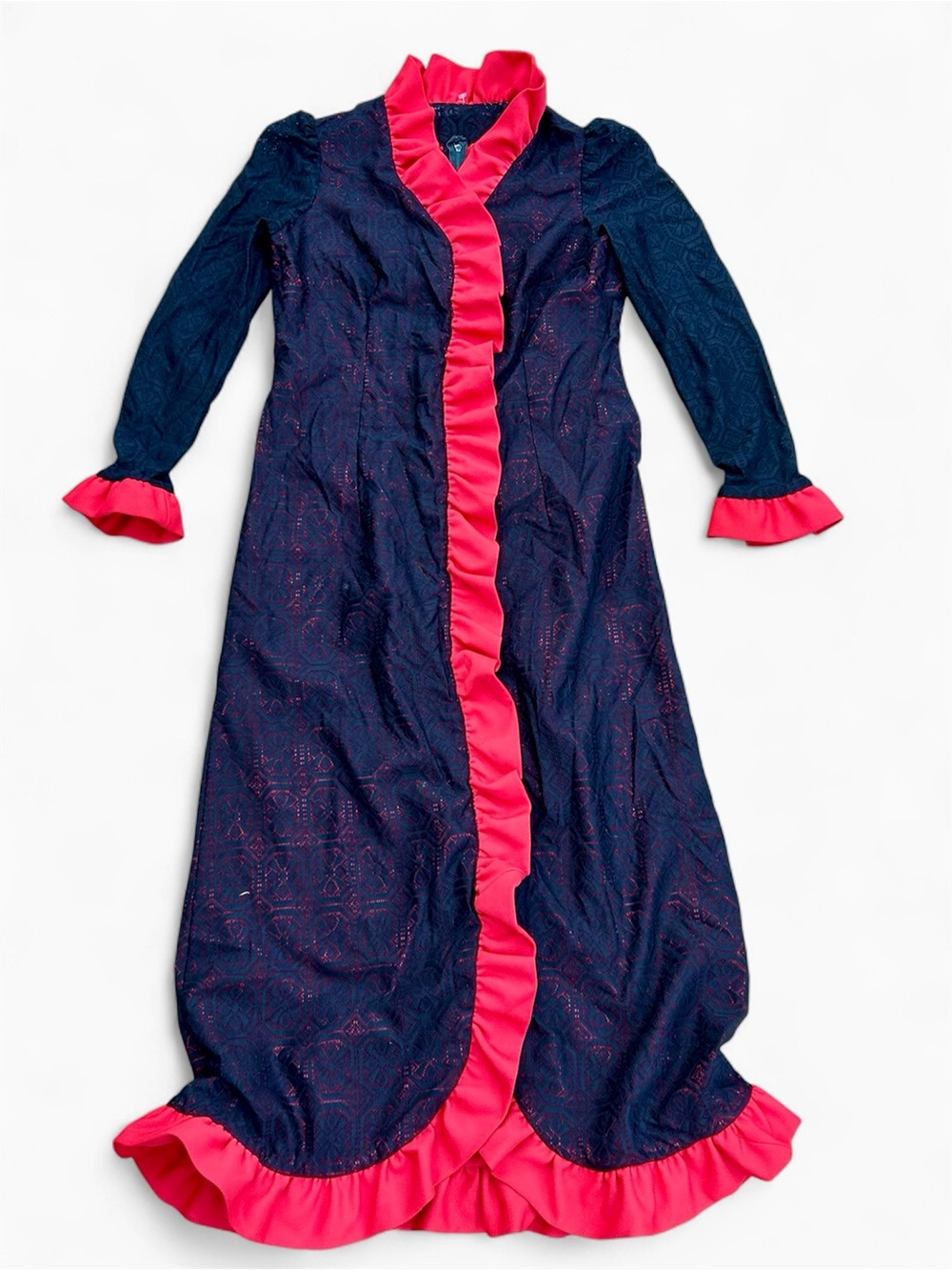 Halloween 🧛♀️ Victorian Vampire Costume Dress Black Brocade with Red Ruffles
